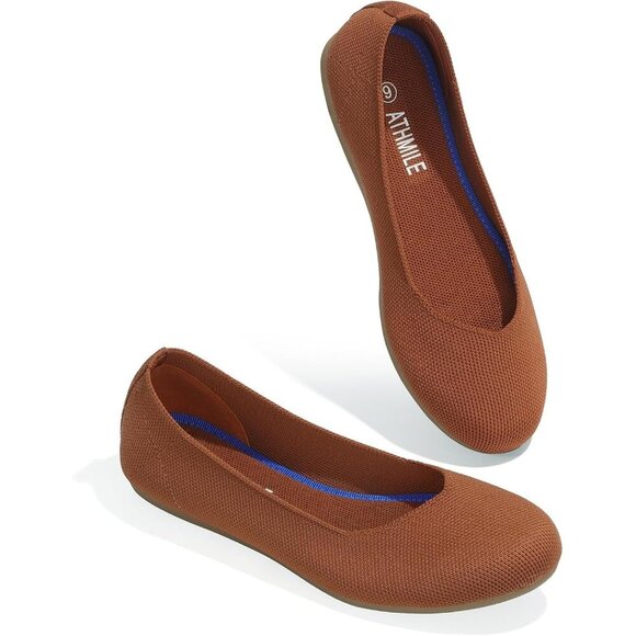 Shoes - Women Knit Ballet Brown Flats Round Toe Comfortable Dressy Casual Work Shoes